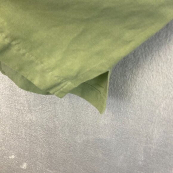 IZOD Button Up Washable Silk Linen Blend Shirt Mens Large L Green Short Sleeve - Picture 12 of 14